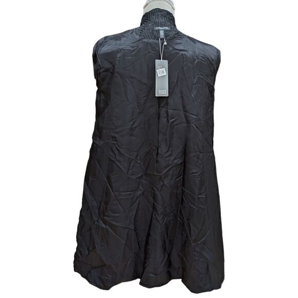 NWT Eileen Fisher Women's Funnel Neck A-line Coat Size Petite Small in Black - Picture 7 of 11
